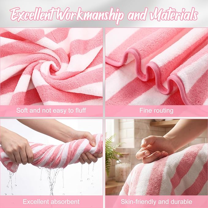 SmoothNovelty 12 Pack Microfiber Bath Towels Bulk 30'' x 70'' Oversized Beach Towel Extra Large Big Shower Body Sheet Highly Absorbent Soft Drying for Pool Bathroom Salon Hotel Party(Pink) - Image 3