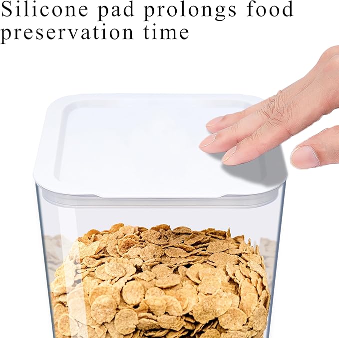 Cereal Dispenser Countertop, 5L Cereal Containers Storage Dispenser for Pantry, Large Dry Food Cereal Dispenser, Not Easy to Crush Cereal, Can Hold Oatmeal, Candy, Snack, Grain, Pet Food (White, 3Pc) - Image 4