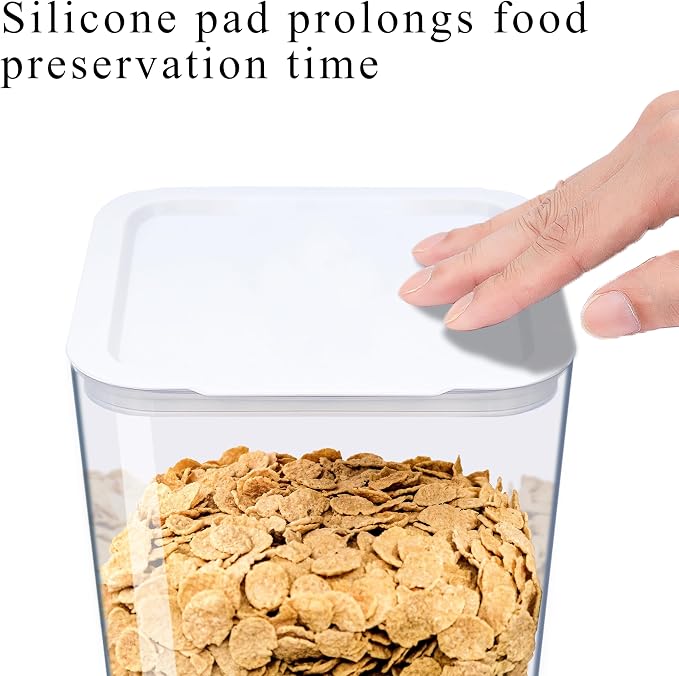 Cereal Dispenser Countertop, 5L Cereal Containers Storage Dispenser for Pantry, Large Dry Food Cereal Dispenser, Not Easy to Crush Cereal, Can Hold Oatmeal, Candy, Snack, Grain, Pet Food (White, 3Pc) - Image 4