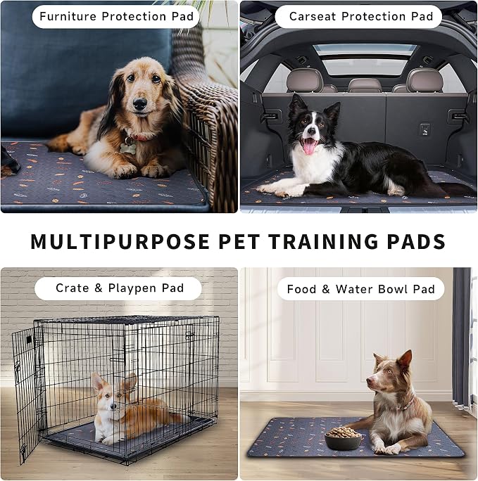 Sunheir Washable Pee Pads for Dogs 2-Pack Reusable Puppy Pads Pet Training Pads, Waterproof Dog Pee Pads for Crate, Whelping Pad, Non-Slip Protects Against Urine Leakage (Leaves - Deep Grey, 31x36) - Image 4