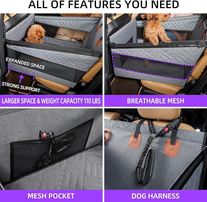 TKYZ Medium Dog Car Seat,Back Seat Extender for Dogs,Hard Bottom Seat Cover - Image 4