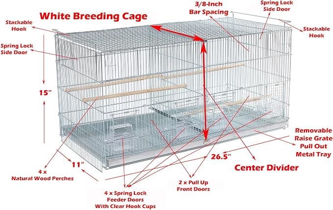 LOT of Stackable Breeder Bird Flight Cage with Removable Center Divider and Breeding Nest Box Doors with Removable Rolling Stand - Image 2