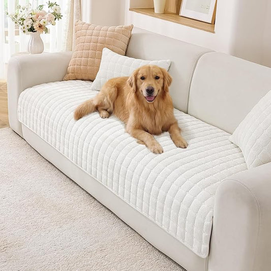 OstepDecor Pet Couch Covers for Sofa, Soft Sofa Covers Washable | Non Slip Dog Couch Protector, Pet Hair, Dirt & Wear Protection, Fits Sofas, Loveseats & Sectionals, 35.4" x 82.7", White by OstepDecor