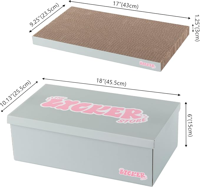 Naomi 18" x 10" Reversible Corrugated Cardboard Cat Scratcher Pads with Catnip, 5-Pack, Gray Modern Furniture Protector CSR1009D - Image 2