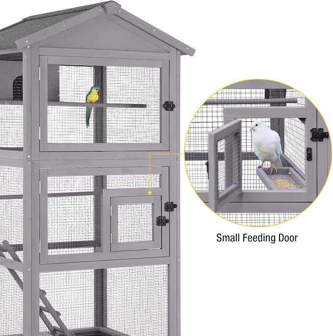 Aivituvin Bird Cages Outdoor Bird Aviary Indoor Parakeet Cage with Perch for Birds, Large Dove cage with Wire Netting Above The Removable Pull Out Tray - Wheels Include - Image 4