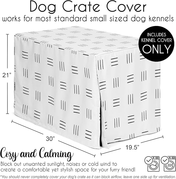 Sweet Jojo Designs 30in. Small/Medium Dog Crate Cover (White and Black Boho) Pet Cage, Kennel Covers (Mudcloth, Black & White, Bohemian, Modern, Minimalist, Southwest, Mud Cloth, Hatch, Neutral) - Image 5