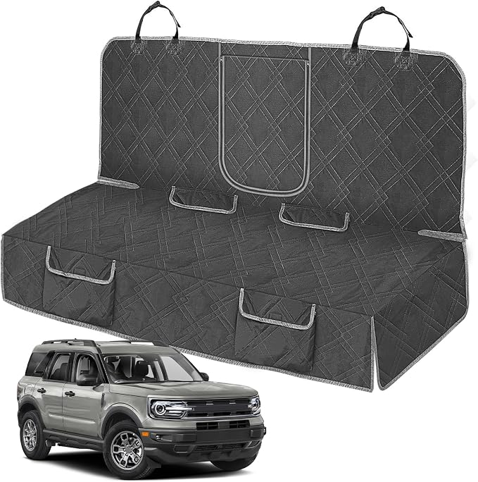 Dog Car Seat Cover for 2021-2025 Ford Bronco Sport | Waterproof Pet Bench Seat Cover for Back Seat, 600D Heavy Duty Scratch Proof Nonslip Truck Seat Covers for Dogs by Kistrba