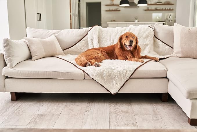 PupProtector Waterproof Throw Blanket for Dogs and Cats, Pet Blanket Cover for Couches, Sofas, Beds, Car Seats, Furniture, Calming Soft Faux Fur, Short White, Large (80" L x 62" W) | Waterproof, machine washable — protects couches, beds & car seats - Image 7