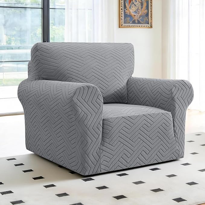 Stretch Sofa Cover Non-Slip Washable Furniture Protector | Stretch, 31"-46".Soft, Non Skid Foam, Elastic Bottom, Machine Washable, for Kids & Pets, Couch & Sofa, Light Gray - Image 2