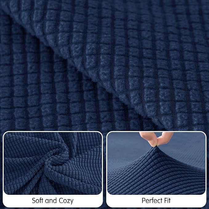 Hokway Stretch Chaise Cover Individual Couch Cushion Slipcovers Reversible Cushion Protector Slipcovers Sofa Cushion Protector Covers (Chaise Cover, Darkblue) - Image 4