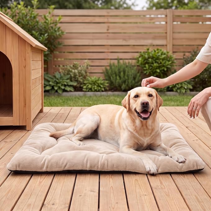 Dog Bed 42" for Metal Crate Pad,Washable Sleeping Mat for Medium/Large Pets | Soft faux rabbit fur, non-slip,machine wash/dry, plush cushioning, for crates, floors & travel, multiple sizes for all breeds - Image 8