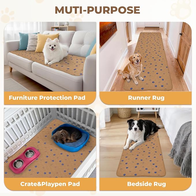 Fostanfly Washable Dog Pee Pads, 1 Pack 24''x96''(2x8ft) Runner Rug, Brown | Reusable Potty Training Pads for Dogs, Waterproof, for Playpen, Crates & Furniture - Image 7
