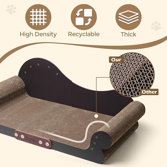 ComSaf Large Cat Scratcher Bed Cardboard, Cat Scratching Board Cat Couch Scratcher for Indoor Cats Grinding Claw, Durable Cat Scratcher Pad to Protect Funiture - Image 7