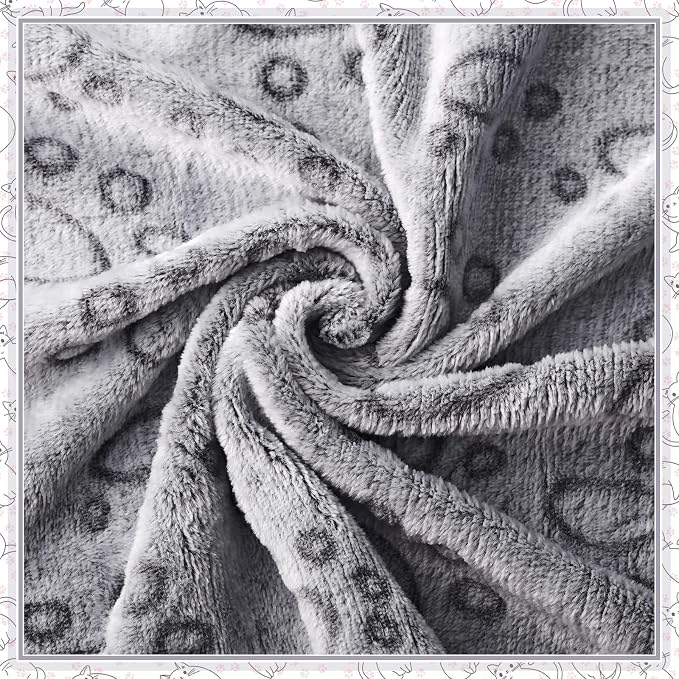 Tegeme 12 Pcs Pet Blankets 23 x 16 Inch Soft Fluffy Fleece Dog Cat Warm Paw Print Pattern Blankets Flannel Throw for Pets Dog Puppy Cat(Gray) - Image 3