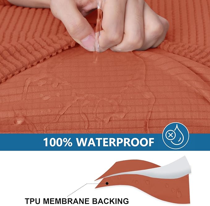 hyha Waterproof Sectional Couch Covers, Non Slip Sofa Cushion Covers | L Shape Sectional Fit, Stretch Jacquard Fabric, Elastic Bottom, Waterproof Protection (1 Piece for Chaise) - Image 3