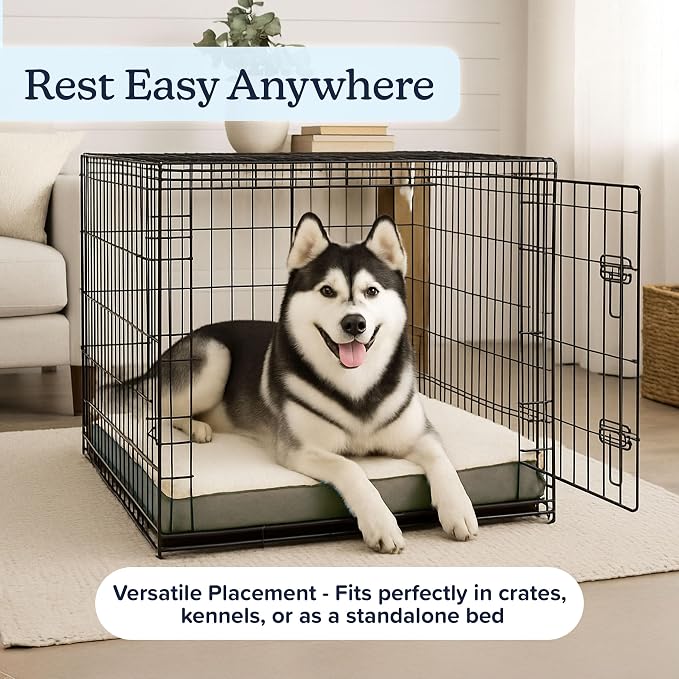 Orthopedic Dog Bed - 2-Layer 44x35-Inch Memory Foam Pet Mattress with Machine-Washable Sherpa Cover for Large Dogs up to 100lbs by PETMAKER (Gray) - Image 6