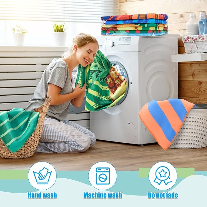 12 Pcs Oversized Microfiber Beach Towels Set 30 x 60 Extra Large Fiber Swim Pool Towel Absorbent Bath Blanket for Travel Vacation Accessories Gift Spa Soft Lightweight(Tropical) - Image 6