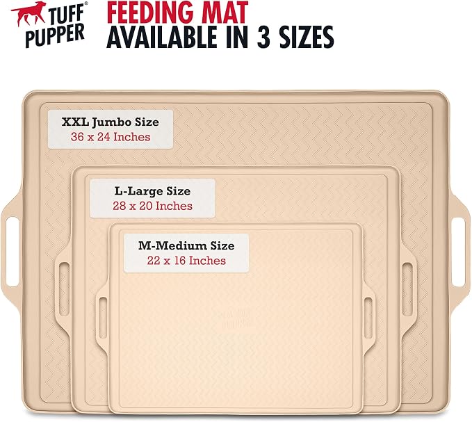 Tuff Pupper 36x24 XXL Dog Feeding Mat for Food and Water | Dog Food Mats for Floors | Waterproof Dogs Water Bowl Mats | Dogs Placemats Pet Food-Mat | Silicone Feeding Mat for Cats and Cat Bowls - Image 6