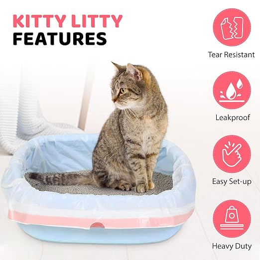 40 Ct Cat Litter Box Liners 4 Pack Drawstring Heavy Duty Jumbo | large size, leak proof, kitty litty, kitten tray liner, rabbit clean up, pet liner bags, cat bags, hamster cage liner - Image 5