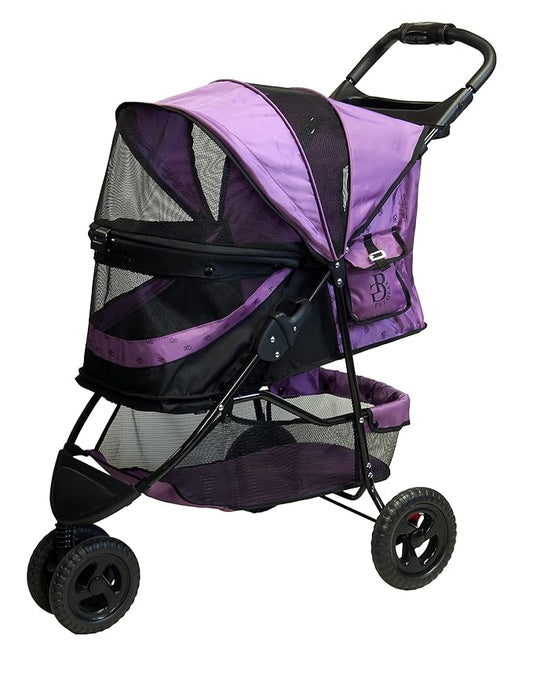 Pet Gear No-Zip Special Edition 3 Wheel Pet Stroller for Cats/Dogs, Zipperless Entry, Easy One-Hand Fold, Removable Liner, Cup Holder, New Orchid