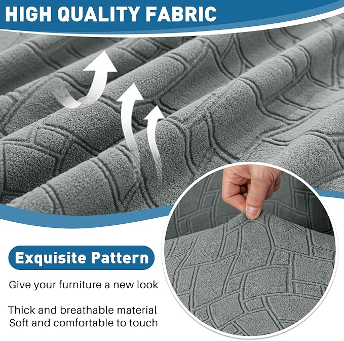 MAXIJIN Waterproof Couch Cushion Covers Individual Sofa Seat Cushion Cover Stretch Sectional Sofa Slipcovers with Elastic Bottom for Dogs Pets (3 Pieces for Seat or Backrest, Light Gray) - Image 5