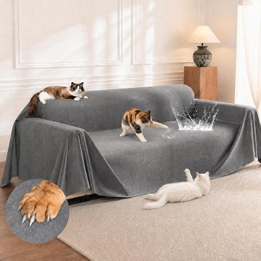 Loiion Cat Scratch Couch Cover Waterproof Sofa Cover 150"x71" | Pet-Friendly Couch Protector, Anti-Scratch & Non Slip Sofa Cover For Cats Dogs Kids, Machine Washable by Loiion
