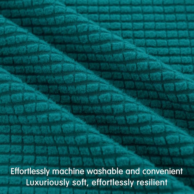 Hokway Stretch Couch Cushion Covers, 2 Piece Individual Sofa Cushion Slipcovers，Jacquard Sofa Seat Slipcover Set, Non-Slip Protector for Cushion (Teal,Small-2PC) - Image 5
