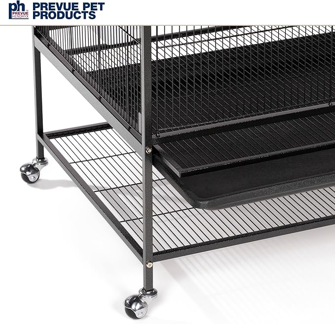 Prevue Hendryx Pet Products Wrought Iron Flight Cage - Big Rolling Bird Cage for Parakeets, Cockatiels, Conures, Lovebirds, Canaries, Finches, Parrotlets, & Caiques, 5 Ft - X-Large, Hammertone Black - Image 4