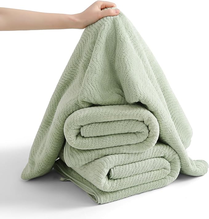 4 Piece Extra Large Bath Towel 35"x70" Oversized Bath Sheet Green Bath Towel Set for Bathroom Ultra Soft Cozy Highly Absorbent Quick Dry Bathroom Towel for Spa Gym Hotel,Shower Towel for Daily Use - Image 8