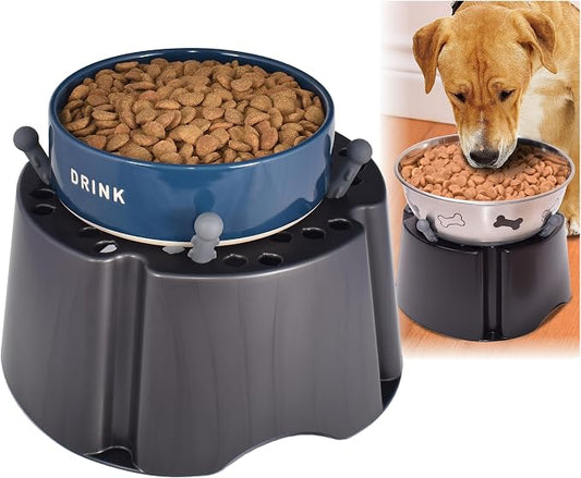My Bowl Stand | 5” Elevated Stand for Any Dog Bowl up to 7.5” Width, Made in USA, Lift Your Pet’s Food or Water, Reduces Joint Strain, Sturdy + Washable + Stackable, Adjustable Raised Feeder by PegSet