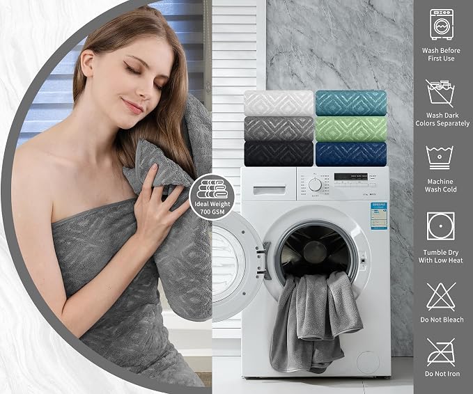 Bath Towel Set of 4 Extra Large Bath Sheet 35"x70" Oversized Bath Towel Soft Microfiber Bathroom Towel for Adults Highly Absorbent Quick Dry Towel Set for Bathroom,Hotel,Shower Bath Sheet Towel Grey - Image 6