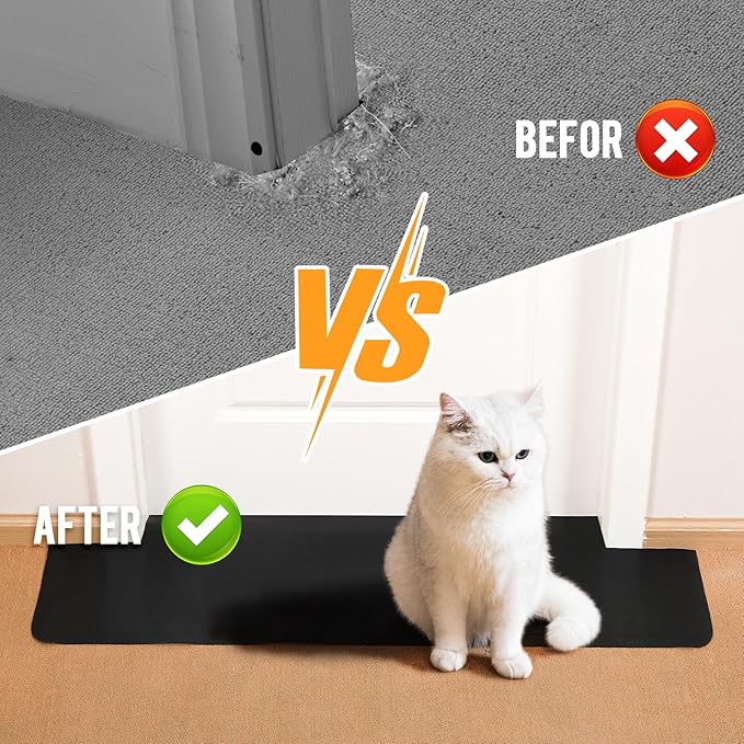 Uross Carpet Protector for Pets - 3.6FT Black Cat Carpet Protector for Doorway, Anti Scratch Under Door Cat Scratch Protector Mat - Image 2