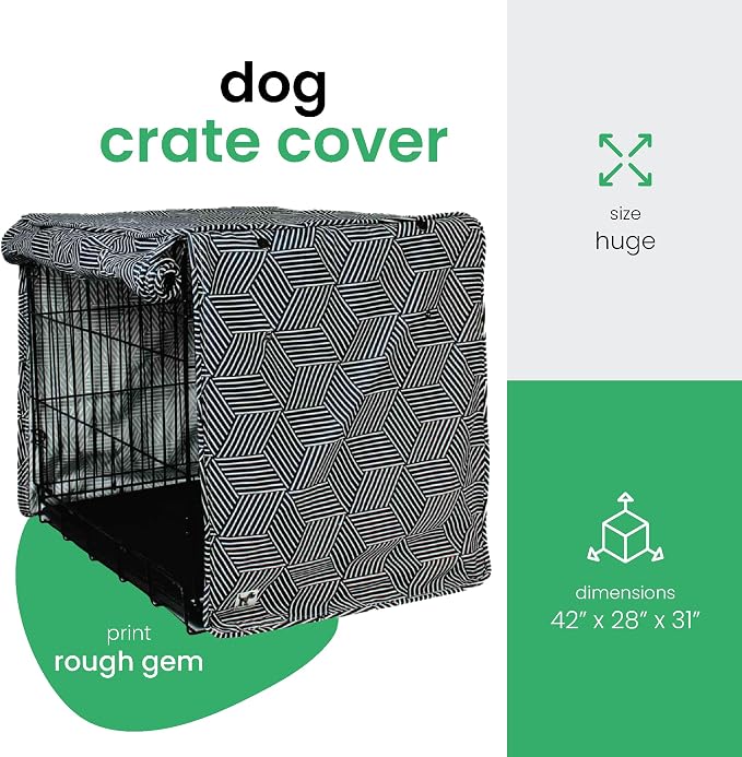 Molly Mutt Rough Gem Dog Crate Cover, 100% Cotton Canvas Cover with 2 Roll-Up Panels, Ideal for Dog or Cat Crate, Durable, Washable, and Free of Harmful Chemicals, 42" x 28" x 31" - Image 2