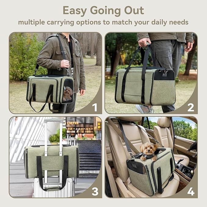 Petsfit 19"X12" X12" Expandable Pet Carrier, Square Expansion Reduces Pet Anxiety, Escape-Proof Self-Locking Zippers, 3 Easy-Access Entrances, for Cats & Small Dogs up to 18 lbs