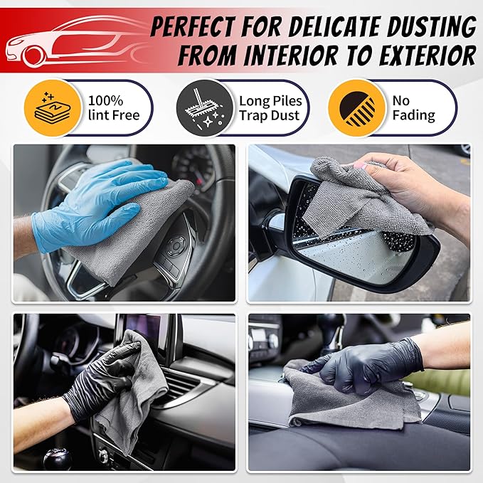 FIXSMITH Shop Towels, Pack of 50, Grey Microfiber Cleaning Cloth Bulk, Microfiber Towels for Cars, All-Purpose Absorbent Cleaning Rags, Dust Cloth for Automotive, Mechanic, Garage, 11.5 x 11.5 inch - Image 3