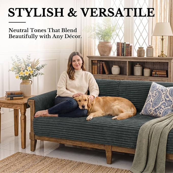 Smiry Waterproof Couch Cover for Dogs, Washable Non Slip Plush Protector | Waterproof Protection, Plush Flannel, Non Slip Backing, Pet Hair & Scratch Protection, Soft Cover (36" x 94.5") - Image 2