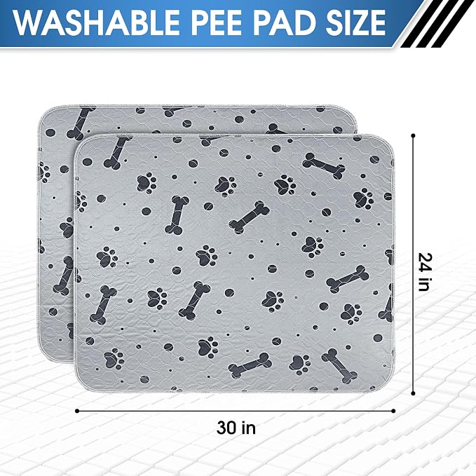 Washable Puppy Pads for Dogs 2 Packs 24’’ x 30’’ Reusable Pee Pads for Dogs Waterproof Heavy Absorbent Puppy Training Pads for Indoor Dog Mats - Image 2