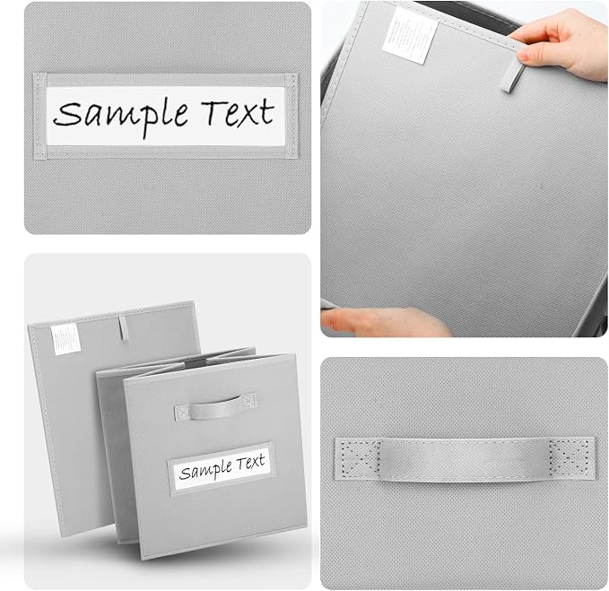 11x11 storage cube bins (Set of 10) Foldable Fabric storage cubes with 10 Labels Window Cards & a Pen,11 inch cube storage bin,Closet Organizers for Shelves,Cubby Organizer Boxes,Light Grey - Image 3