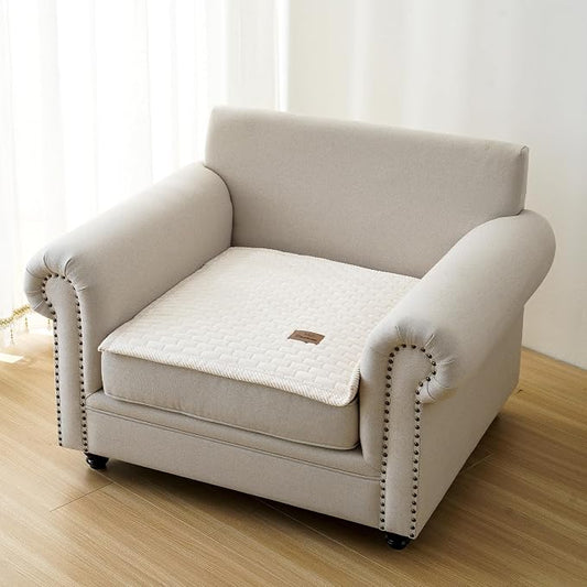 Couch Covers for Dogs Washable, Velvet Dog Couch Cover Protector, Fuzzy Plush Pet Sofa Cover for Backrest Armrest, Sofa Covers for Pets(1,Beige White,27.6"x27.6",Single Seater) by PJLZJFBY
