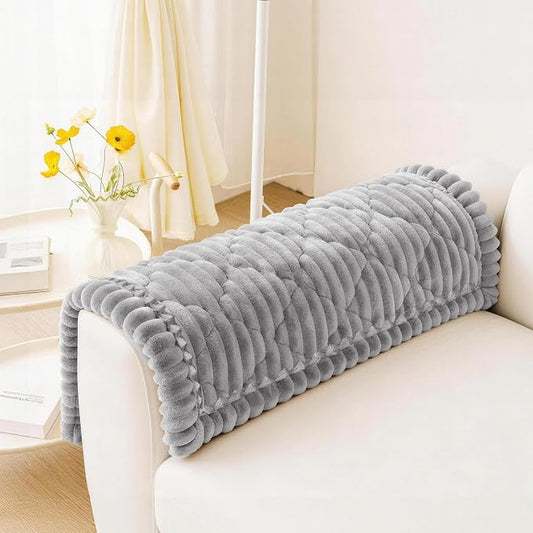 PuTian 100% Waterproof Fuzzy Couch Cover for Dogs Light Grey 27.6"x27.6" | Pet Friendly Dog Mat for Couch, Waterproof Sofa Protector, Scratch Resistant Furniture Cover for Dogs, Machine Washable by PuTianWorld
