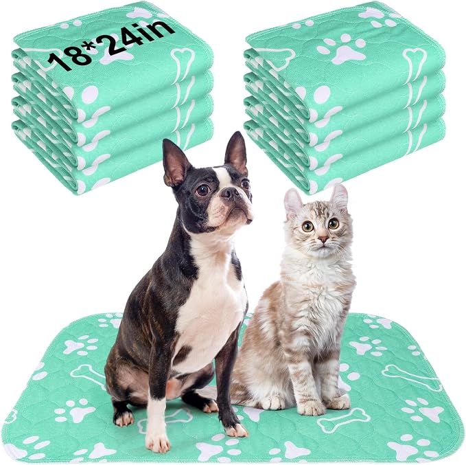 BEAUTYZOO 8 Pack Washable Pee Pads for Dogs, Reusable Puppy Pads for Potty Training, Waterproof Super Absorbent Whelping Pads Mats Non Slip Against Urine for Small Medium Dogs Cats, 18" x 24" by BEAUTYZOO