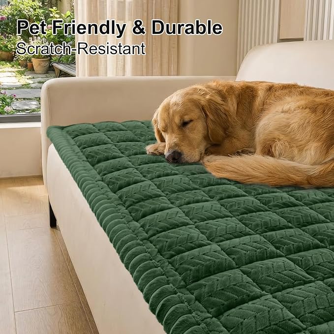 Smiry Couch Cover for Dogs, Non Slip Fuzzy Pet Sofa Covers Washable | Sofa Slipcovers for 3 Cushion Couch, Soft Thick Furniture Protector for Cats Dogs, Against Fur, Dirt, Scratch (27.6"x82.7") - Image 2