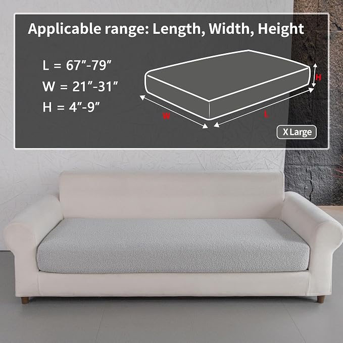 OHSIO Couch Cushion Covers for Sectional Sofa, Stretch Soft Sofa Slipcovers Washable Wear-Resistant Universal Furniture Protector for Living Room(1 Piece Oversized Cover, Light Gray) - Image 2