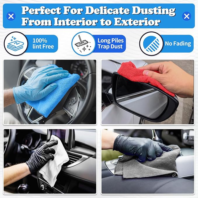 FIXSMITH Shop Towels, Microfiber Cleaning Cloth Bulk, 200 Pack Microfiber Towels for Cars, All-Purpose Absorbent Cleaning Rags, Dust Cloth for Automotive, Mechanic, Garage, Bar, 11.5 x 11.5 inch - Image 3