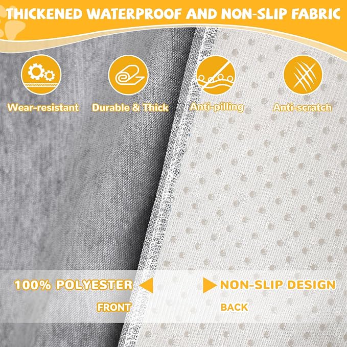 Waterproof Non-Slip Couch Cover for Pets & Dogs, Gray 79" x 150" | Pet Sofa Cover, Washable, Pet Friendly, Anti Cat Scratch, Furniture Protector, for 3 Cushion Couch Sectional L Shaped Sofa - Image 5