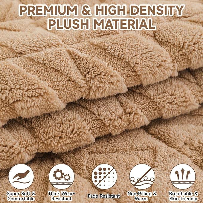 OTOB Couch Cover for Dogs Washable, Non Slip Loveseat Sofa Couch Protector | Coffee, 27.6" x 47.2", Pet Friendly, All Seasons, Fuzzy, Modern Geometric Jacquard, Soft Breathable, Furniture Protector - Image 3