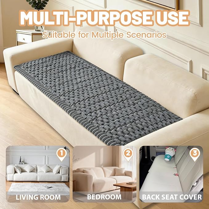 Waterproof Couch Cover for Dogs Washable,Nonslip Fuzzy Durable Pet Friendly | Soft Slipcovers for 3 Cushion Sofa Cover,Plush Thick Protector Fits Mat Bed Leather & Fabric Couches (Grey 27.6"x59.06") - Image 5