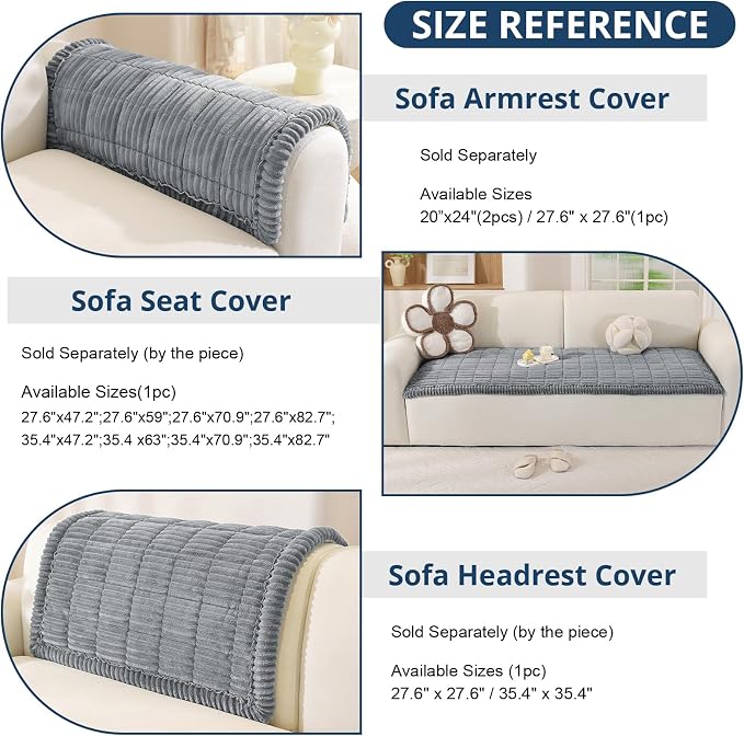 OstepDecor Couch Cover for Dogs, Washable Non Slip Sofa Cover for Pets, Soft Couch Covers for Sofa, Loveseat and Sectional, Furniture Protector Against Pet Hair & Scratches (27.6" x 47.2", Blue Grey) - Image 3