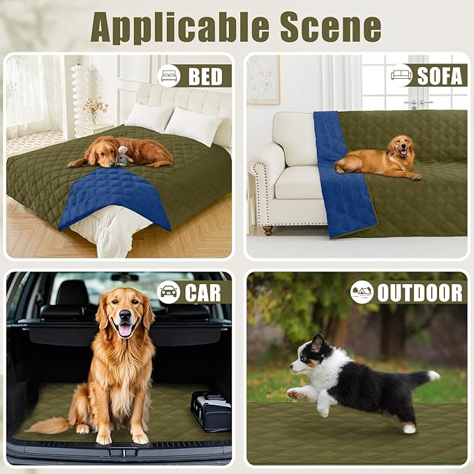 Smiry Waterproof Dog Bed Cover, Reversible Pet Blanket for Sofa Couch | Soft Washable Dog Blanket, Leakproof Couch Cover for Dogs Cats & Furniture Protection, 30x70, Green/Navy - Image 5
