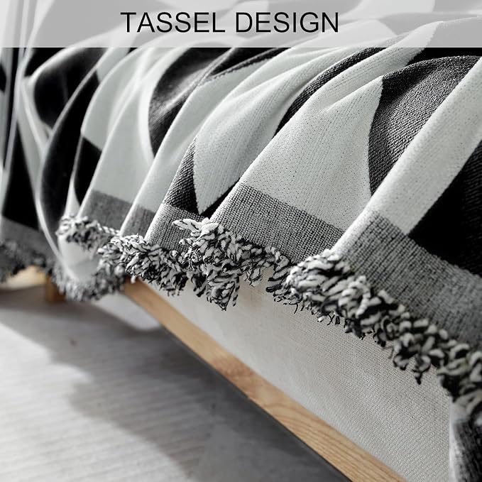 Couch Cover for Sofa, Boho Sofa Cover Washable Couch Cover for Dogs, Pet Sofa Cover for 2-Cushion Couches with Tassel Furniture Protector Cover,71" x 118",Black & White-Diamond - Image 5